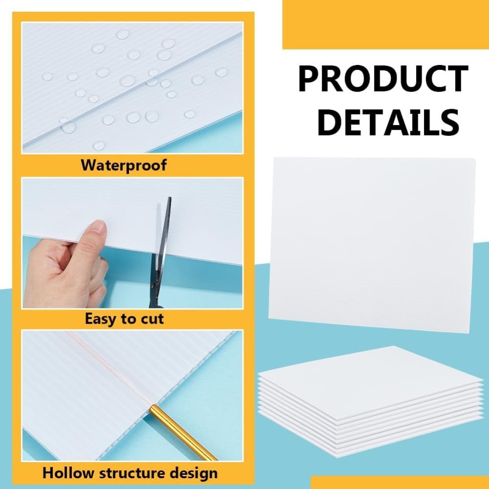 10 Sheets White Corrugated Pla - Yard Sign Blank recension och pris