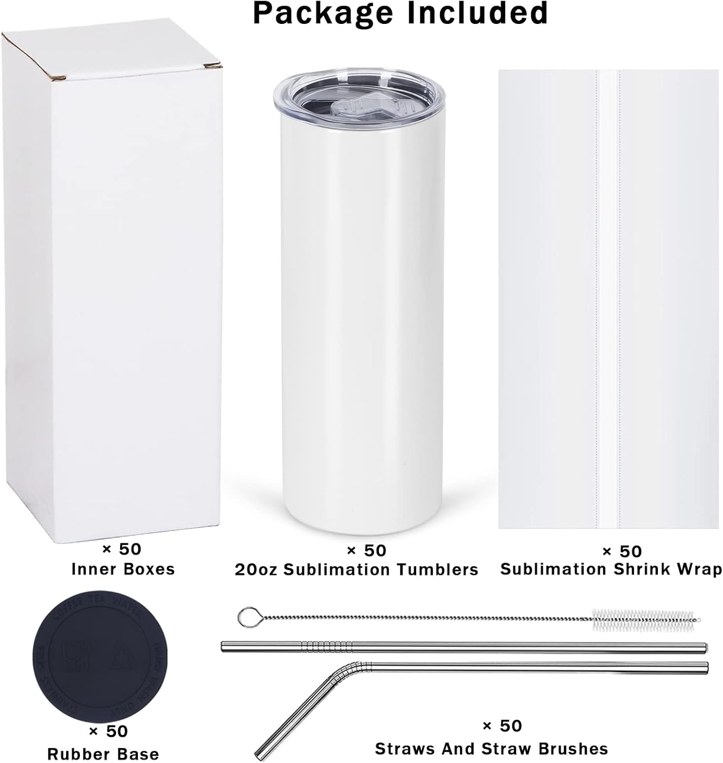 50 Pack Sublimation Tumblers B - Tumbler 20Oz White recension och pris