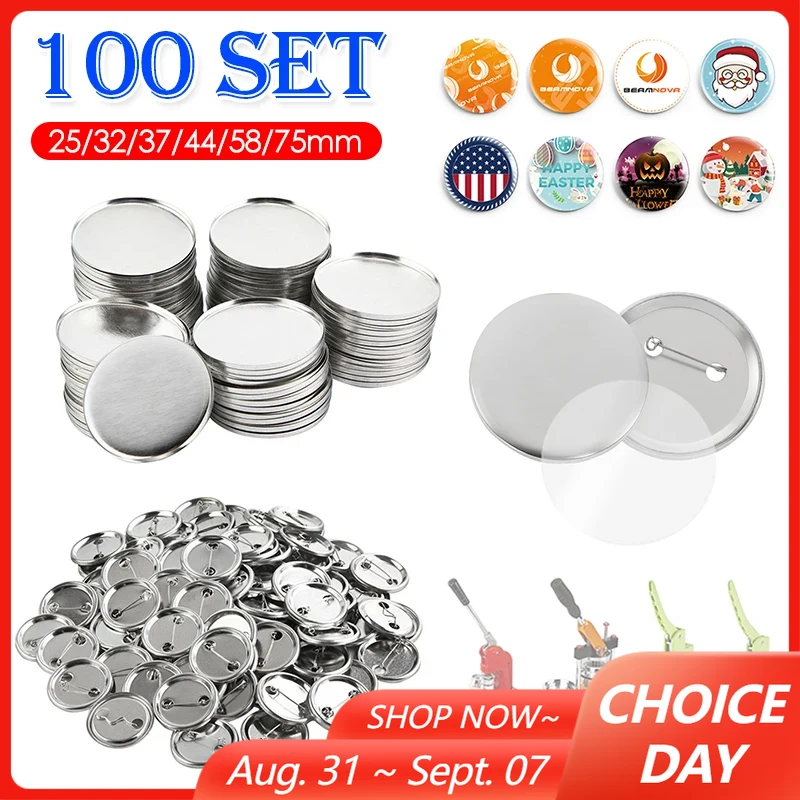 100Set Blank Badge Pin Button  - Button Badge Blank recension och pris
